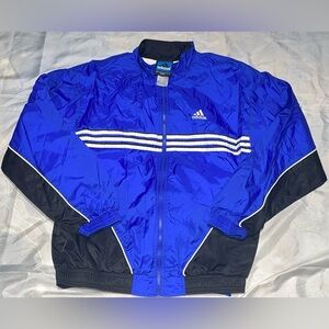 Adidas Men's Vibrant Blue and Black Windbreaker